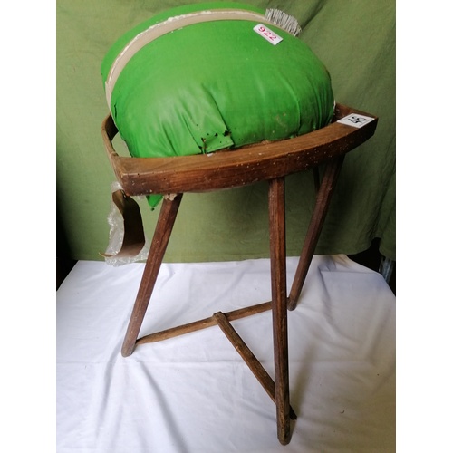 221 - A rare surviving Devon lacemaker's cushion with stool, with old photo of same, with a large quantity... 