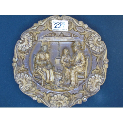 227 - A Pyrenean carved wall plaque with domestic scene