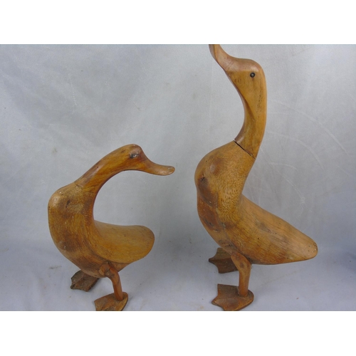 239 - A charming Ethel Parkinson print entitled 'I am a Child' and two carved wooden geese