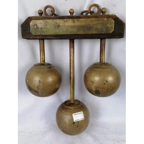 285 - A rare set of large gilded metal pawn broker's balls,  height 43 width 32 cm