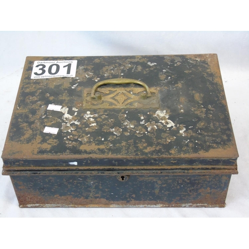 301 - Deed Box with Ephemera and Child's Toy