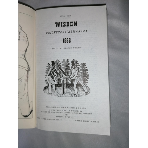 380 - A run of three Wisdens Cricketer's Almanacks 
1987, 1988, 1989