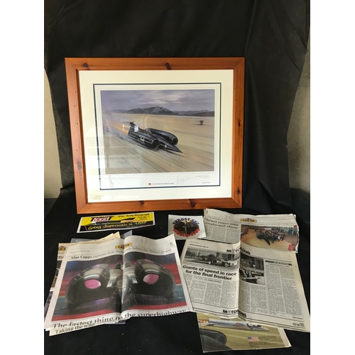 433 - The first official print of Thrust SSC land speed record car, from an original by Michael Turner, fa... 