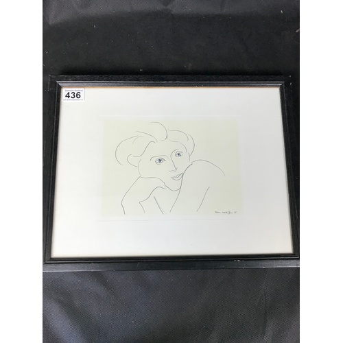 436 - A framed and glazed print of a girl from a Matisse original