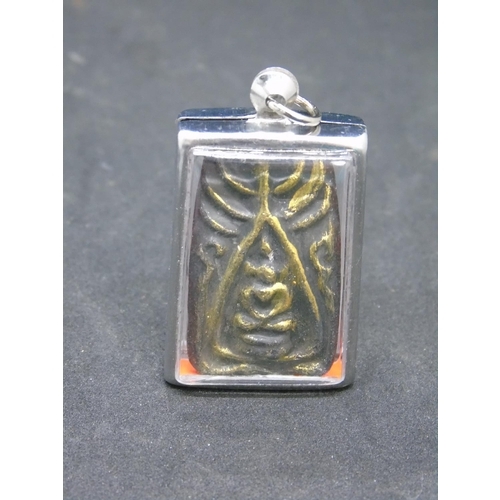 261 - A plaque from Thailand in a glass hanging pendant