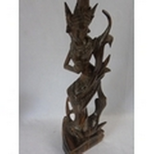 322 - A vintage carved wood figure of a dancer, of Asian origin, ht 45cm