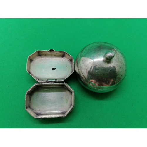 180 - Two Sterling silver pill boxes, one with fish design, hallmarked