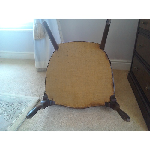 609 - A fine Anglo-Indian style armchair with claw cabriole feet to front, upholstered in lilac, in vgc