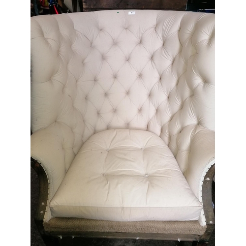 7 - A good pair of antique chimney-back chairs,the deep backs and sides,with scroll arms over straight s... 