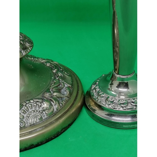 242 - A heavy plated early C19th tall candlestick ht 27cm; also a plated vase ht 14cm