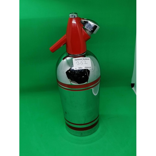 252 - An Art Deco Sparklets chrome and red banded soda syphon