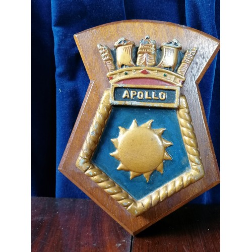 278 - A wooden ship's plaque - 'Apollo'