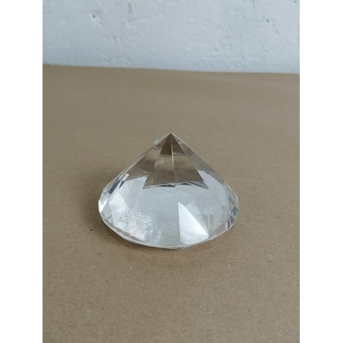 29 - Cut Glass Paperweight in the Shape of a Diamond.