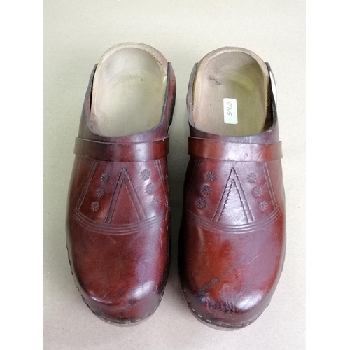 4 - A pair of original leather/wooden clogs