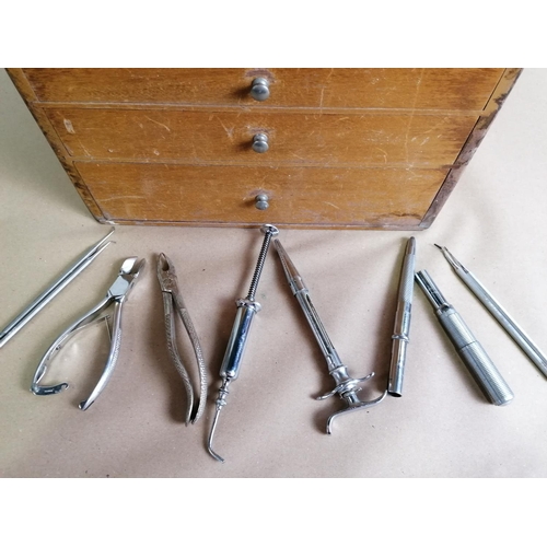 162 - Vintage Dental Cabinet with Seven Drawers and Contents.