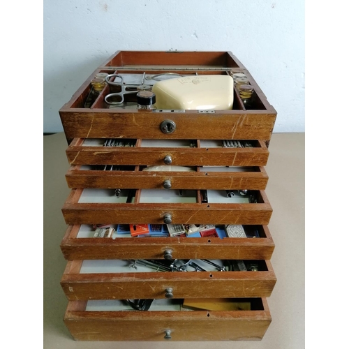 162 - Vintage Dental Cabinet with Seven Drawers and Contents.