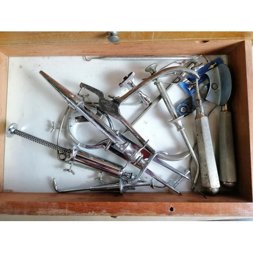 162 - Vintage Dental Cabinet with Seven Drawers and Contents.