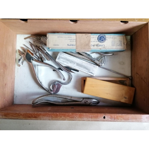 162 - Vintage Dental Cabinet with Seven Drawers and Contents.