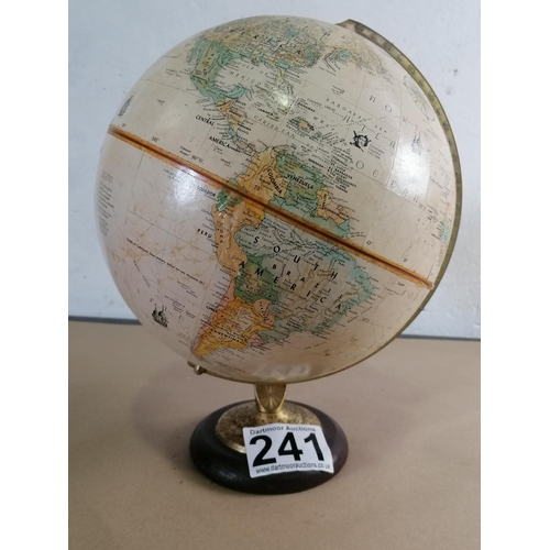 241 - A Globe on rather stylish base but with a battered line around the equator