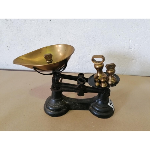 259 - Set of Cast Iron and Brass Weighing Scales with Brass Weights.