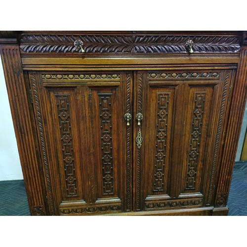 101 - Victorian Mahogany Breakfront Bureau Bookcase. 

Height x Width x Depth  in Inches
Base: 39x42x18.5
... 