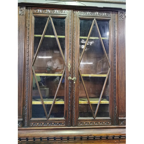 101 - Victorian Mahogany Breakfront Bureau Bookcase. 

Height x Width x Depth  in Inches
Base: 39x42x18.5
... 