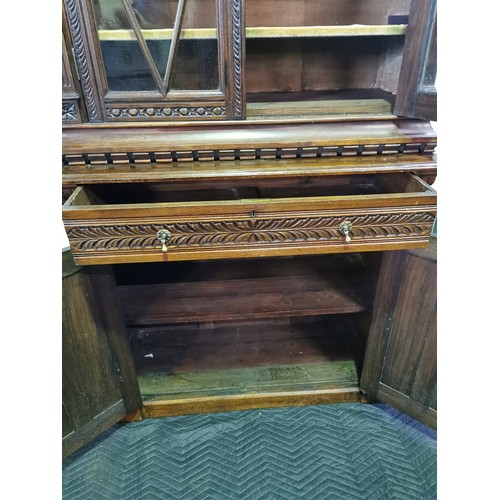 101 - Victorian Mahogany Breakfront Bureau Bookcase. 

Height x Width x Depth  in Inches
Base: 39x42x18.5
... 