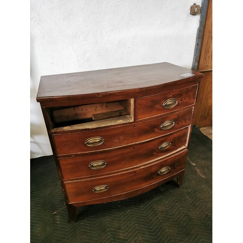 115 - Victorian Bowfronted Mahogany Chest of Three Long and Two Short Drawers (One Missing) Brass Drop Han... 