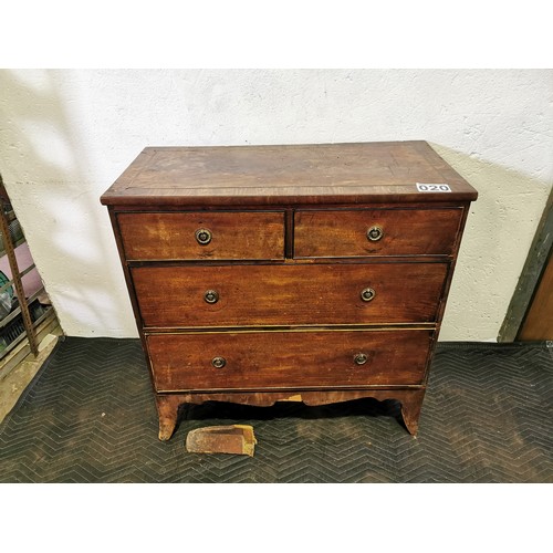 301 - Victorian Mahogany Chest of 2 Long and 2 Short Drawers with Brass Drop Handles. (As Found.)
36x36x18