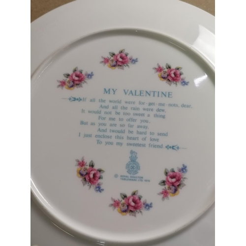 350 - Collection of Three Royal Daulton Boxed Plates for Valentines Day and Christmas.