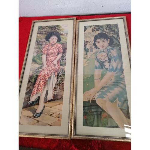 418 - A Set of Three Original Print Shanghai Calendar Girls. Circa 1919.