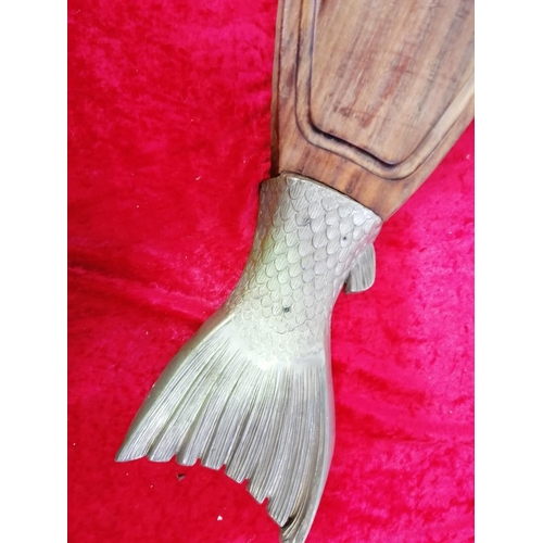 423 - Large Wooden Fish Platter with Plated Decoration from the Cafe Royale. (Thought to have been used by... 