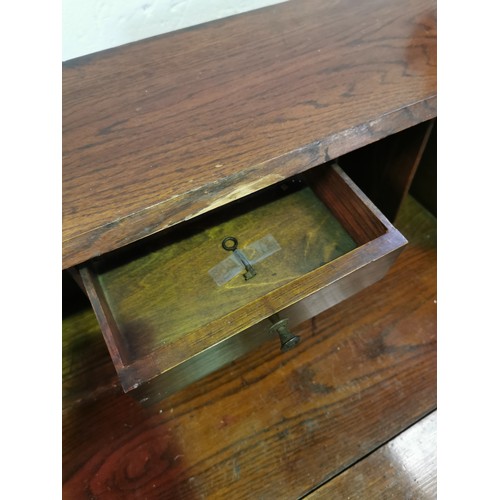 106 - Late Georgian Carved Oak Bureau with Hinged Lid, Turned Legs and Brass Dropped Handles.

39x30x17 In... 