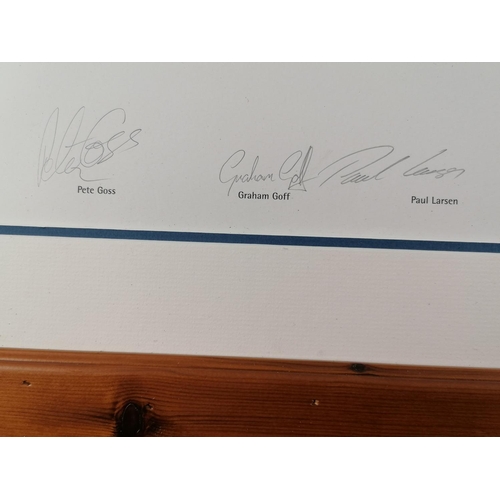 35 - Large framed print of Pete Goss Team Phillips catamaran signed by Pete Goss and crew.