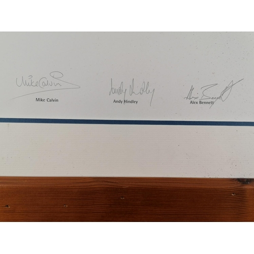 35 - Large framed print of Pete Goss Team Phillips catamaran signed by Pete Goss and crew.