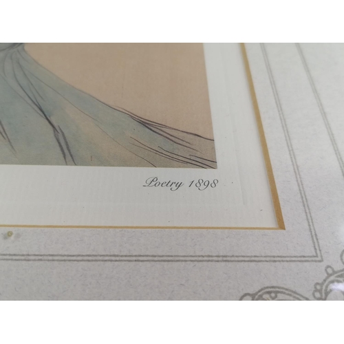 50 - Pair of framed and glazed prints by Alphonse Mucha of poetry and dance.