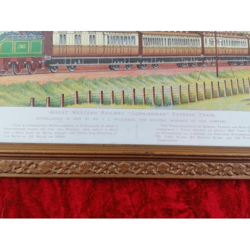 53 - Gilt framed and glazed print of G.W.R Cornishman Express Train.