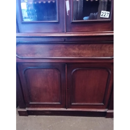 227 - Large Victorian mahogany secretare bookcase (7'6