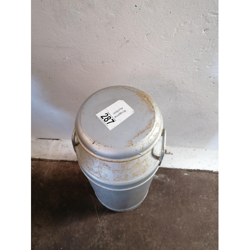 287 - Large, silver coloured milk churn (stamped G.R. 1951).