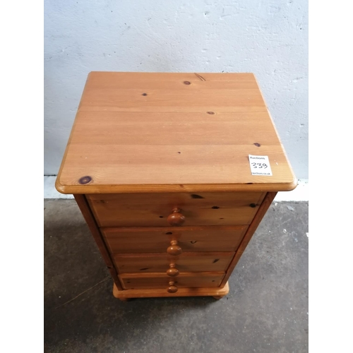 258 - Modern pine bedside chest of four drawers 18