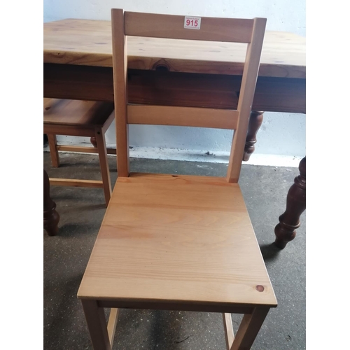 138 - Rectangular stripped pine farmhouse table aprox 4' by 3'  with four pine chairs.