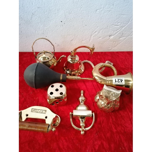 238 - Assortmant of new brass items including car horn etc.