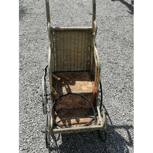 439 - 19th C Rattan Framed Perambulator - Very decorative as found.