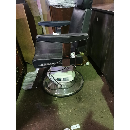 266 - Adjustable barbers chair with footstall.