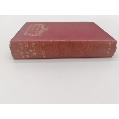 1017 - Hardback, 'A Woman's Memories of the War' by Violet Brooke-Hunt. Bound in red cloth with gold letter... 