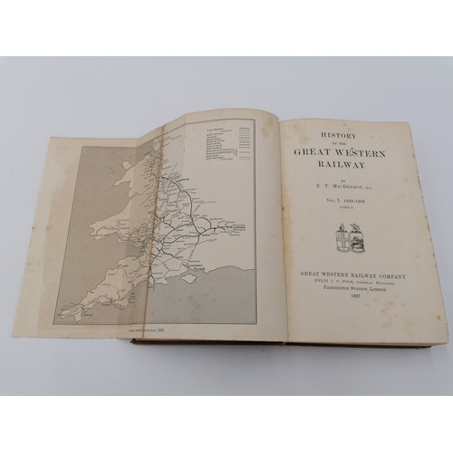 1038 - Hardback, 'History of the Great Western Railway, Vol 1' by E. T. MacDermot. Bound in light brown clo... 