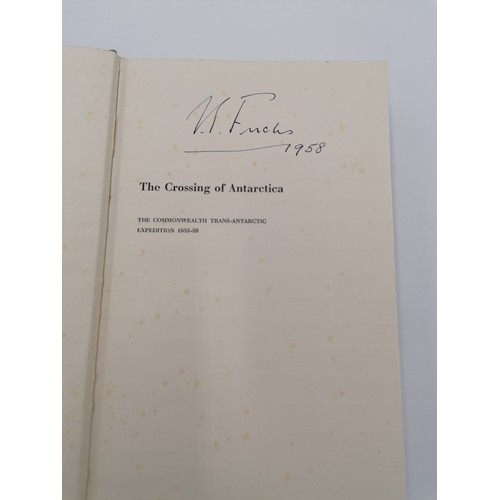 1040 - Hardback, 'The Crossing of Antarctica' by Sir Vivian Fuchs and Sir Edmund Hillary. Bound in light bl... 