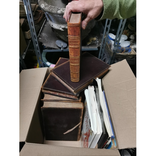 19 - Small carton of various hardback books and annuals including 7 volumes of Encyclopedic Dictionary an... 