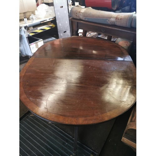 341 - Repro D.End table with leaf and clamps. Brass claw end feet with casters.