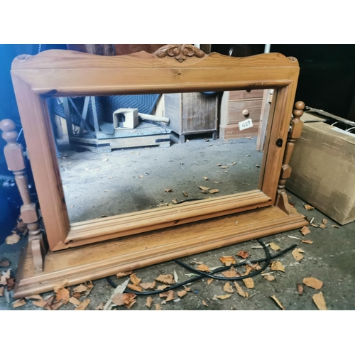 184 - Pine mirror on stand.